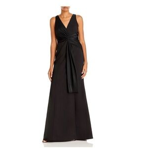 Adian Mattox Draped Mermaid Crepe Dress In Black